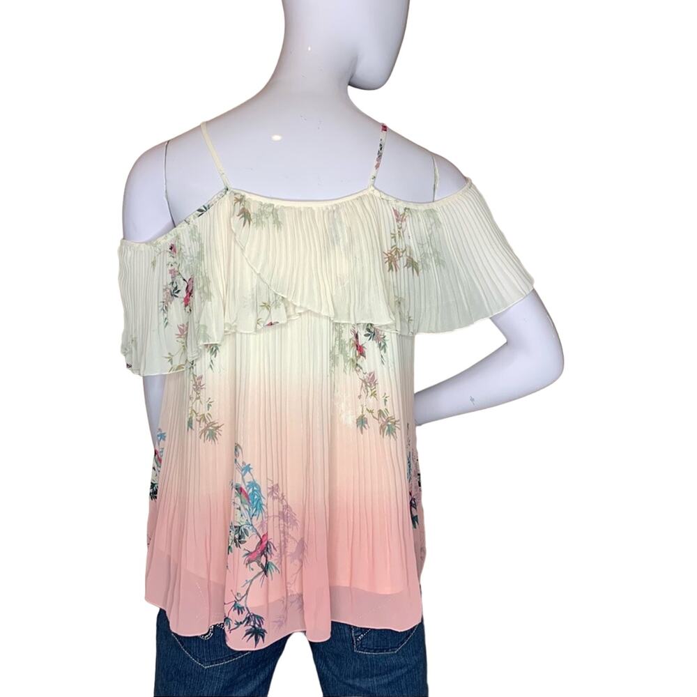 LC Lauren Conrad Blouse Size S cold shoulder veil ombre floral… - Picture 6 of 10